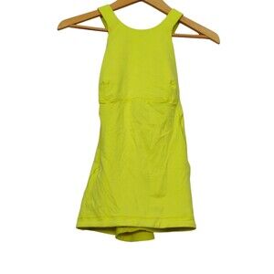 Women Lululemon Solid Neon Green‎ Built-In Bra Top Tennis Workout Sleeveless 4